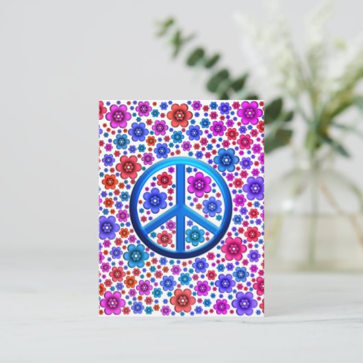 Hippie Peace Sign Briefkaart (Staand voorkant)