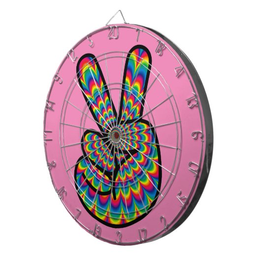 HIPPIE PEACE SIGN DART BOARD DARTBORD (Voorkant Rechts)