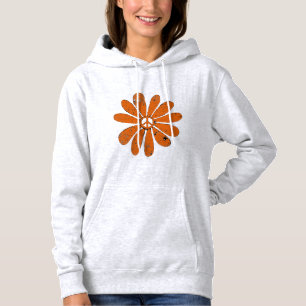 Hippie Peace Sign Flower Sinaasappel Distressed Lo Hoodie