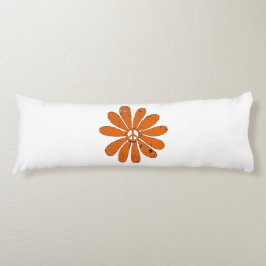 Hippie Peace Sign Flower Sinaasappel Distressed Lo Lichaamskussen