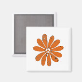 Hippie Peace Sign Flower Sinaasappel Distressed Lo Magneet (Voorkant / Achterkant)