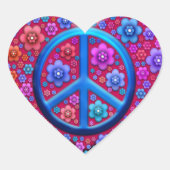 Hippie Peace Sign Hart Sticker (Voorkant)