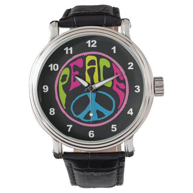 Hippie Peace Sign Horloge (Voorkant)