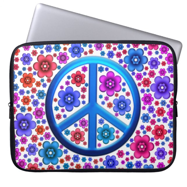Hippie Peace Sign Laptop Sleeve (Voorkant)