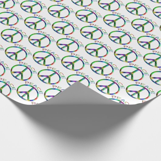 Hippie Peace Sign Rainbow Cadeaupapier (Hoek)