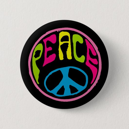 Hippie Peace Sign Ronde Button 5,7 Cm (Voorkant)