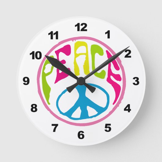 Hippie Peace Sign Ronde Klok (Voorkant)