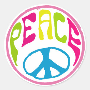 Hippie Peace Sign Ronde Sticker