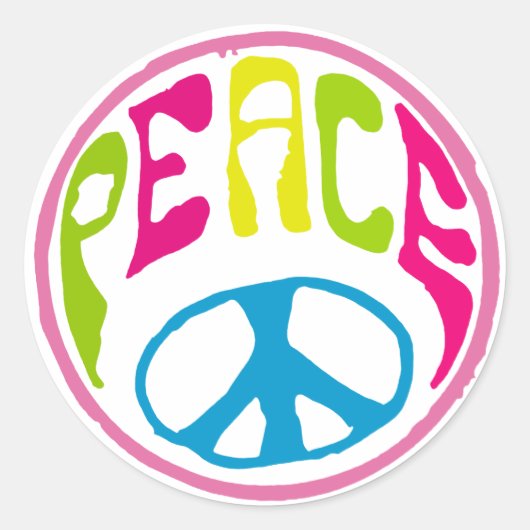 Hippie Peace Sign Ronde Sticker (Voorkant)