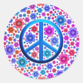 Hippie Peace Sign Ronde Sticker (Voorkant)