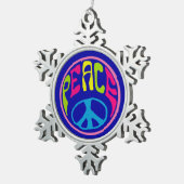 Hippie Peace Sign Tin Sneeuwvlok Ornament (Rechts)