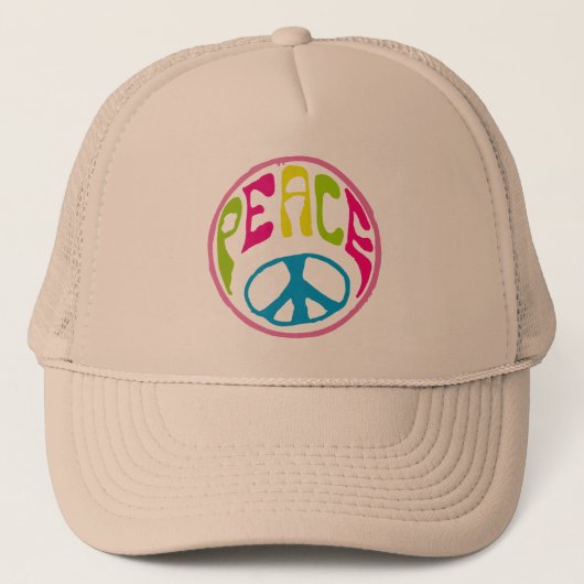 Hippie Peace Sign Trucker Pet (Voorkant)