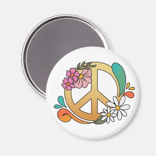 Hippie Peace Symbol Magneet (Voorkant / Achterkant)