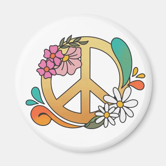 Hippie Peace Symbol Magneet (Voorkant)