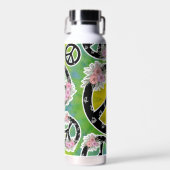 Hippie Peace Tie Dye Flowers Tumbler Bottle Waterfles (Voorkant)