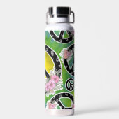 Hippie Peace Tie Dye Flowers Tumbler Bottle Waterfles (Achterkant)