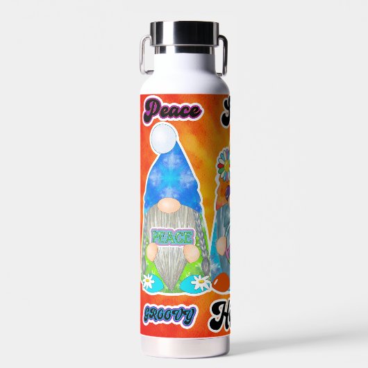 Hippie Peace Tie Dye Gnomes Tumbler Bottle Waterfles (Voorkant)