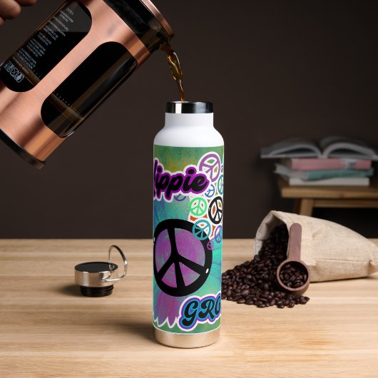Hippie Peace Tie Dye Groovy Tumbler Bottle Waterfles (Koffie)