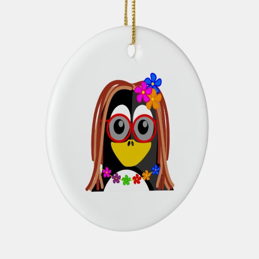 Hippie Penguin Keramisch Ornament (Rechts)