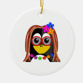 Hippie Penguin Keramisch Ornament (Voorkant)