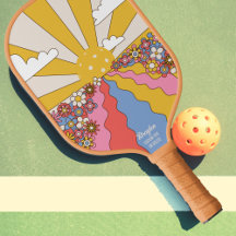 Hippie "Pickleball" Sunset, Colorful Retro Custom