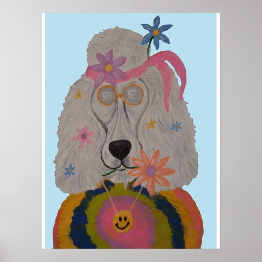 Hippie Poodle Bloemenkind  Poster (Voorkant)