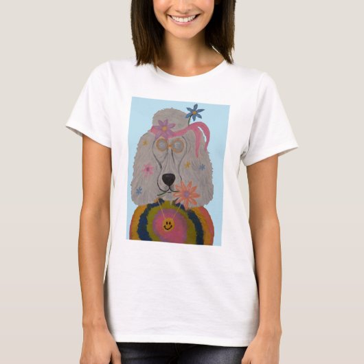 Hippie Poodle Bloemenkind T-shirt (Voorkant)