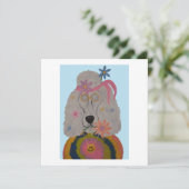 Hippie Poodle Flower Child  Kaart (Staand voorkant)