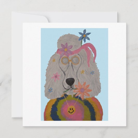 Hippie Poodle Flower Child  Kaart (Voorkant)