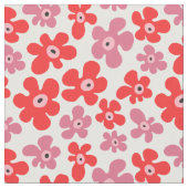 Hippie Poppy Flowers Red Pink Floral Pattern Stof (Close Up)