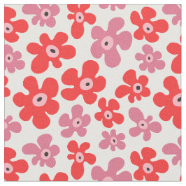 Hippie Poppy Flowers Red Pink Floral Pattern Stof