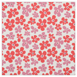 Hippie Poppy Flowers Red Pink Floral Pattern Stof