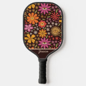 Hippie Psychedelic 70s Groovy Bloemen Oog Aangepas Pickleball Paddle (Achterkant)