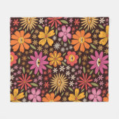 Hippie Psychedelic 70s Groovy Bloemen Oogpatroon Fleece Deken (Voorkant (Horizontaal))
