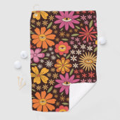 Hippie Psychedelic 70s Groovy Bloemen Oogpatroon Golfhanddoek (Insitu)