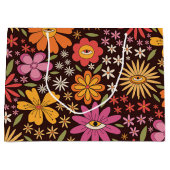 Hippie Psychedelic 70s Groovy Bloemen Oogpatroon Groot Cadeauzakje (Voorkant)