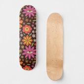 Hippie Psychedelic 70s Groovy Bloemen Oogpatroon Persoonlijk Skateboard (Voorkant)
