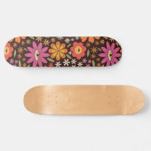 Hippie Psychedelic 70s Groovy Bloemen Oogpatroon Persoonlijk Skateboard (Horizontaal)
