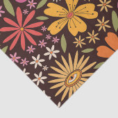 Hippie Psychedelic 70s Groovy Bloemen Oogpatroon Tissuepapier (Detail)