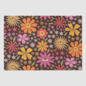 Hippie Psychedelic 70s Groovy Bloemen Oogpatroon Tissuepapier (Voorkant)