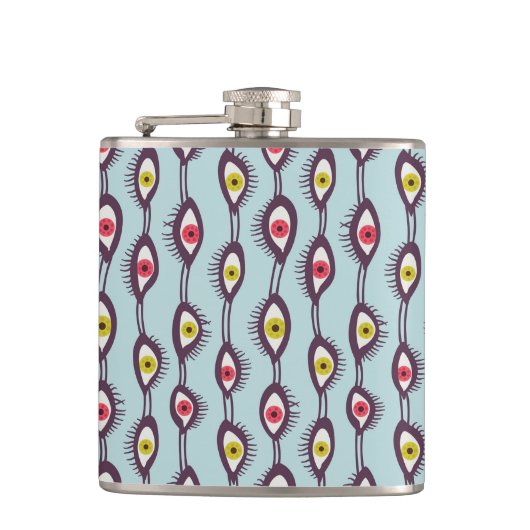 HIppie Psychedelic Ogen Trippy Kleurrijk Heupfles (Voorkant)