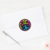 Hippie Psychedelic Peace Sign Ronde Sticker (Envelop)