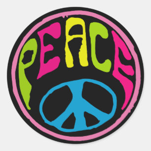 Hippie Psychedelic Peace Sign Ronde Sticker