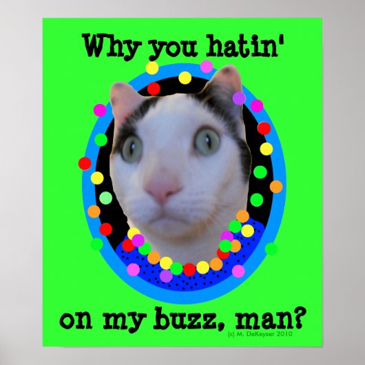 Hippie Psychedelic Rainbow Buzz Cat Poster (Voorkant)