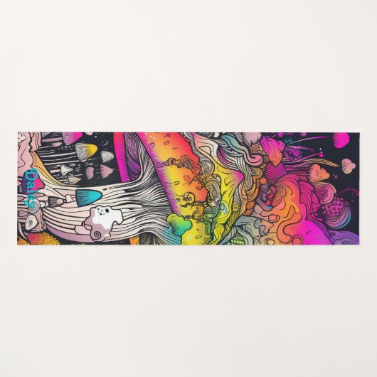 Hippie psychedelische paddenstoel yogamat (Voorkant (horizontaal))