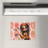 Hippie Quirky Girl Vibe Check Magneet (Insitu (Vaatwasser))