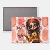 Hippie Quirky Girl Vibe Check Magneet (Voorkant / Achterkant)