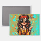 Hippie Quirky Peace & Love Magnet (Voorkant / Achterkant)