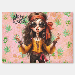 Hippie Quirky Stay Weird Magnet