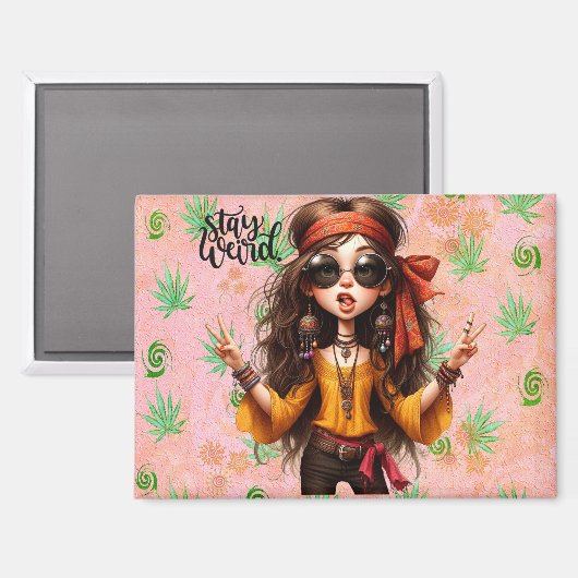 Hippie Quirky Stay Weird Magnet (Voorkant / Achterkant)